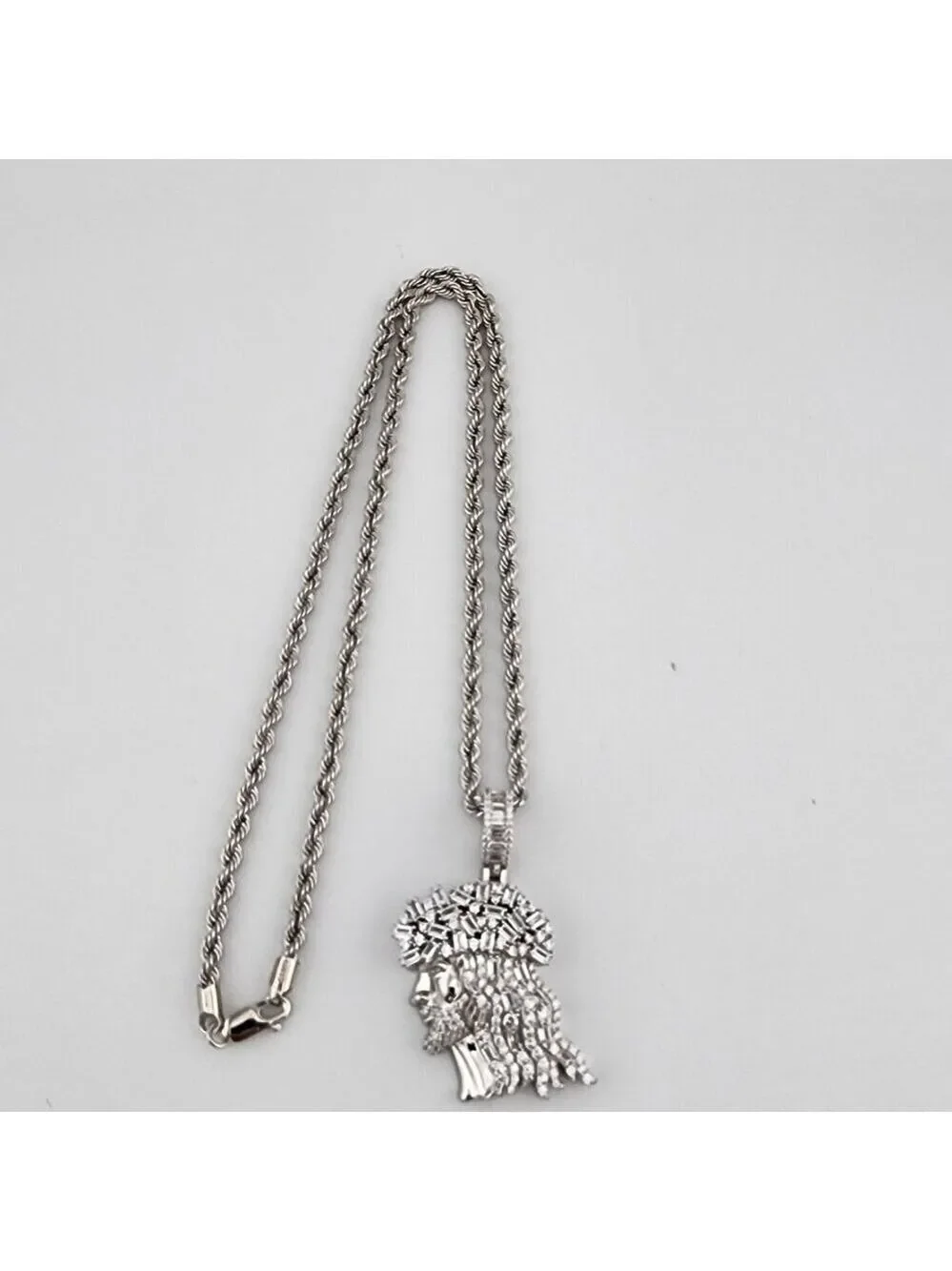 Brand New Sterling Silver 925 Jesus Side Face Necklace